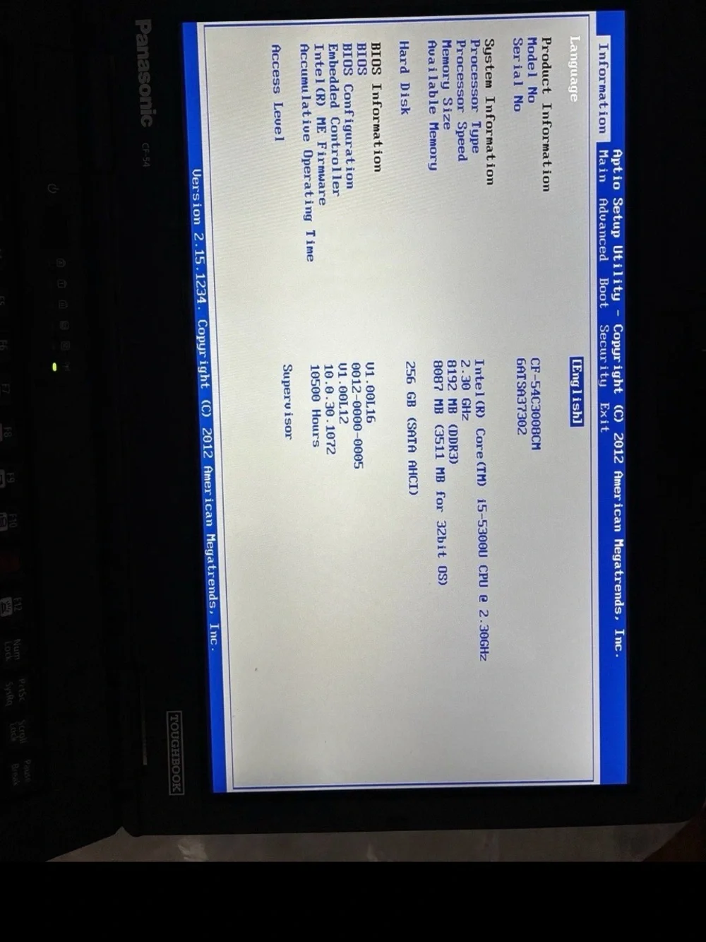 Panasonic Toughbook CF-54 | Core i5-5300U | 8GB RAM | 238GB SSD | Windows 10 Pro